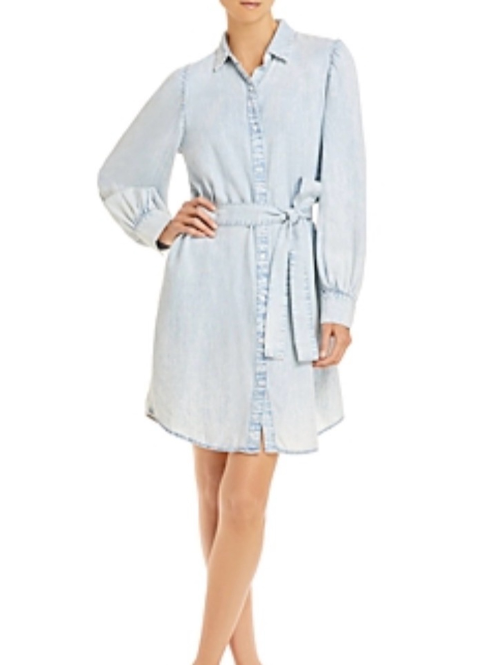 NWT Rails Adele Belted Mini Shirt Dress Light Acid Wash Denim Medium $218 - Picture 3 of 9